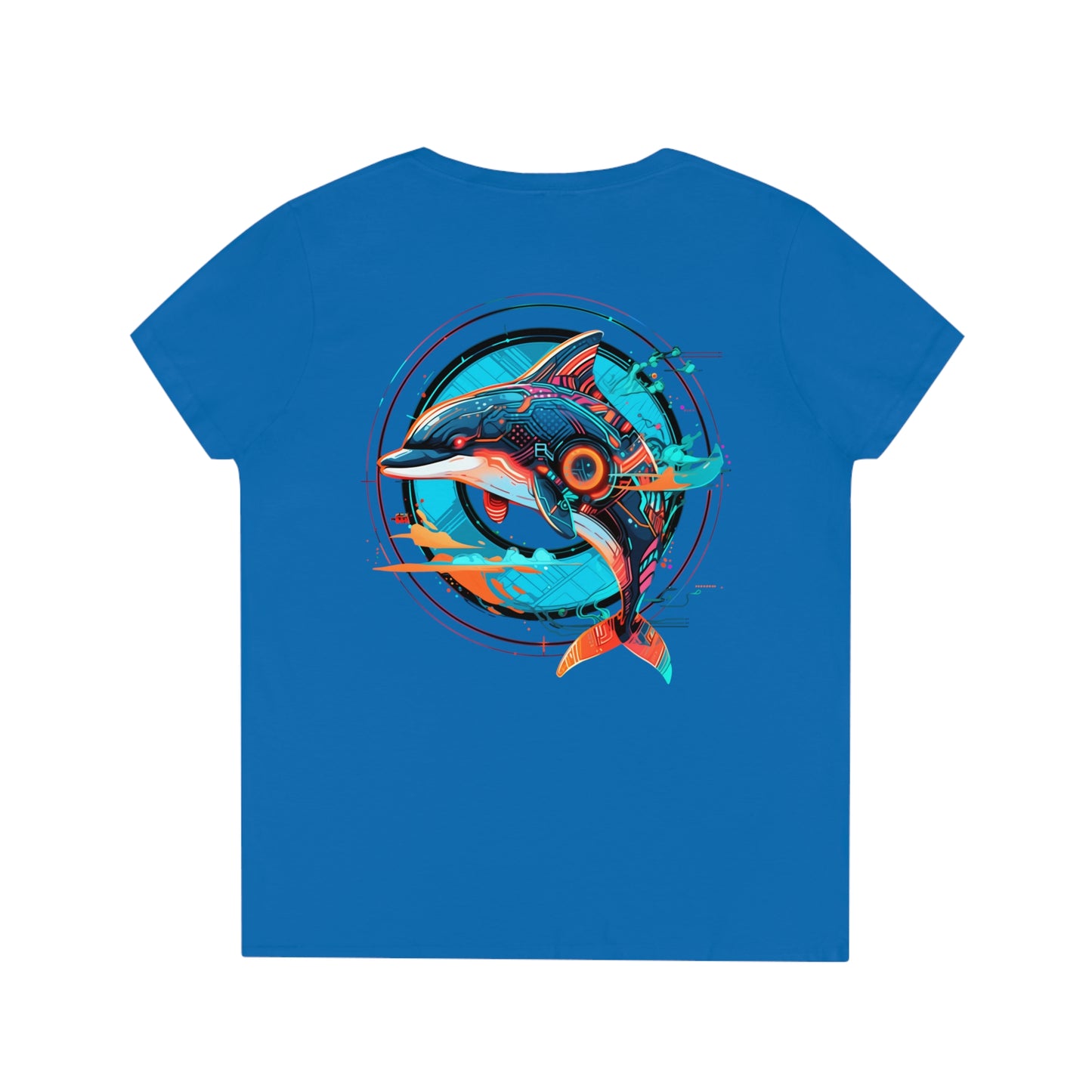 Mech Dolphin Ladies' V-Neck T-Shirt