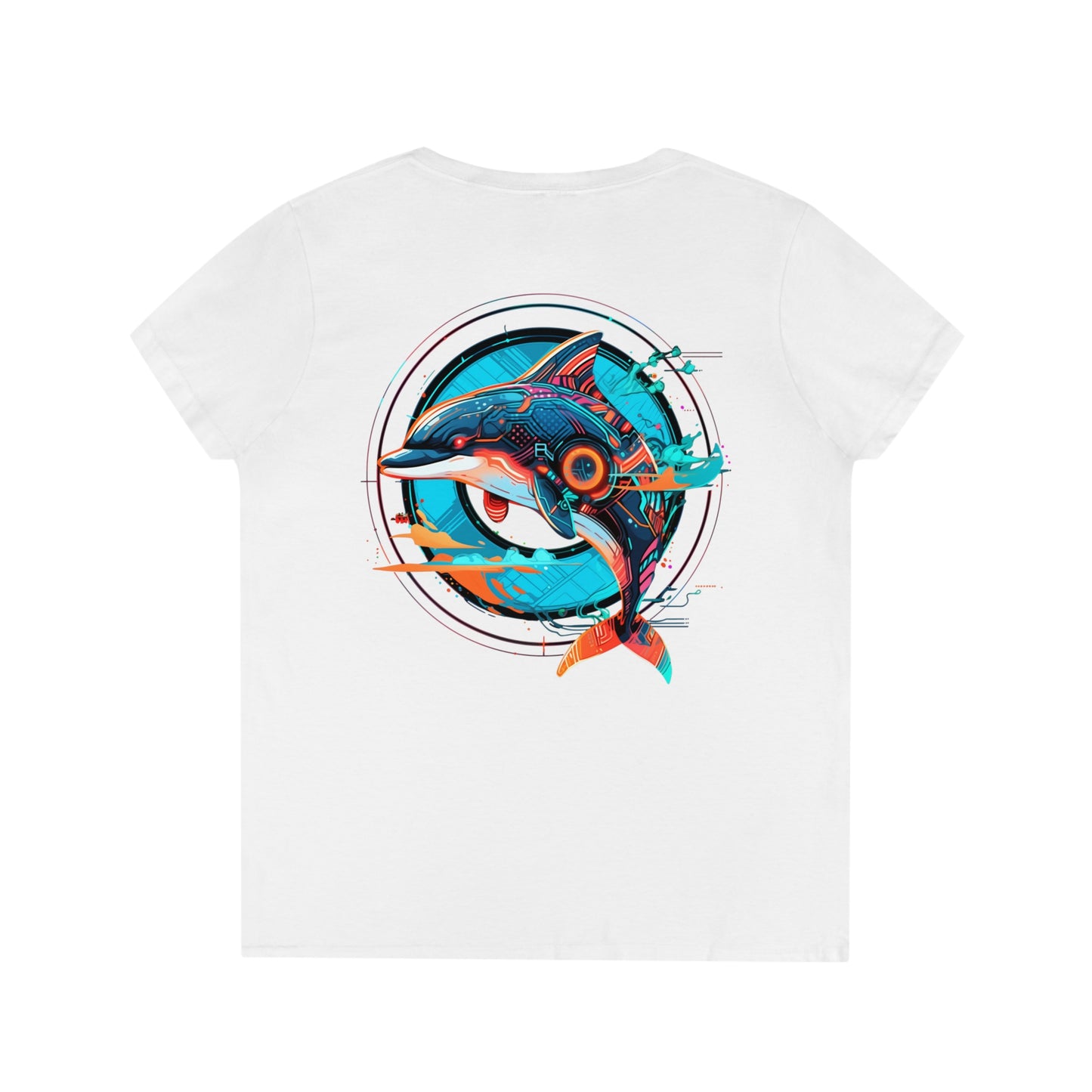 Mech Dolphin Ladies' V-Neck T-Shirt