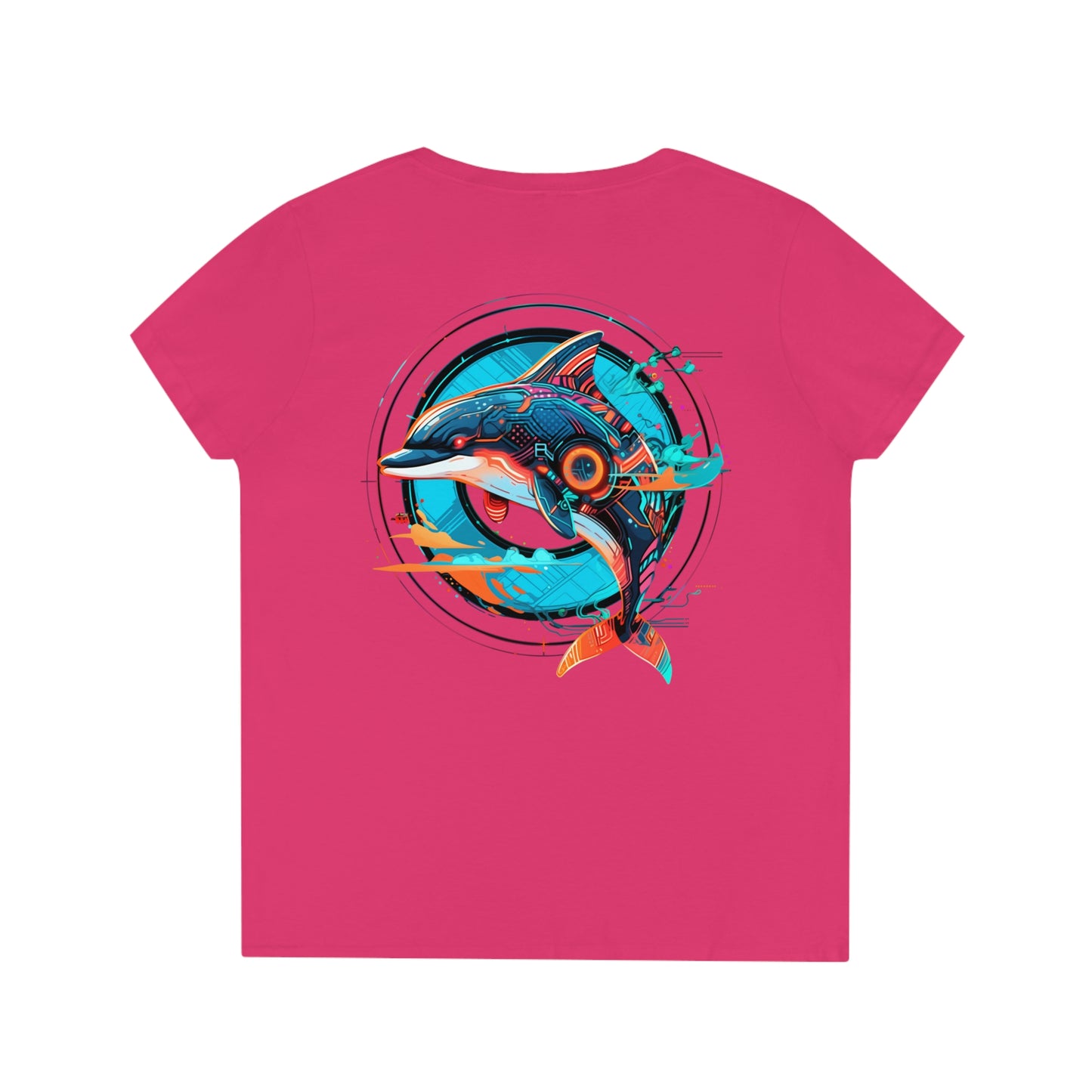 Mech Dolphin Ladies' V-Neck T-Shirt