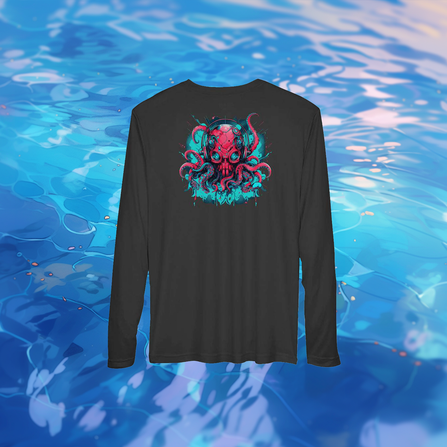 EDM Kraken Men's Performance Long-Sleeve T-Shirt - UV 40 Moisture-Wicking