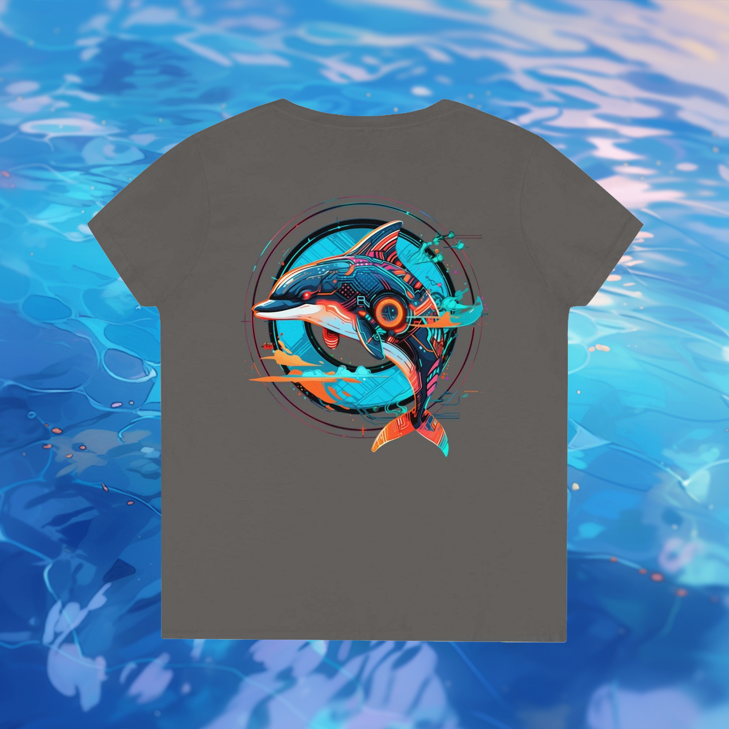 Mech Dolphin Ladies' V-Neck T-Shirt