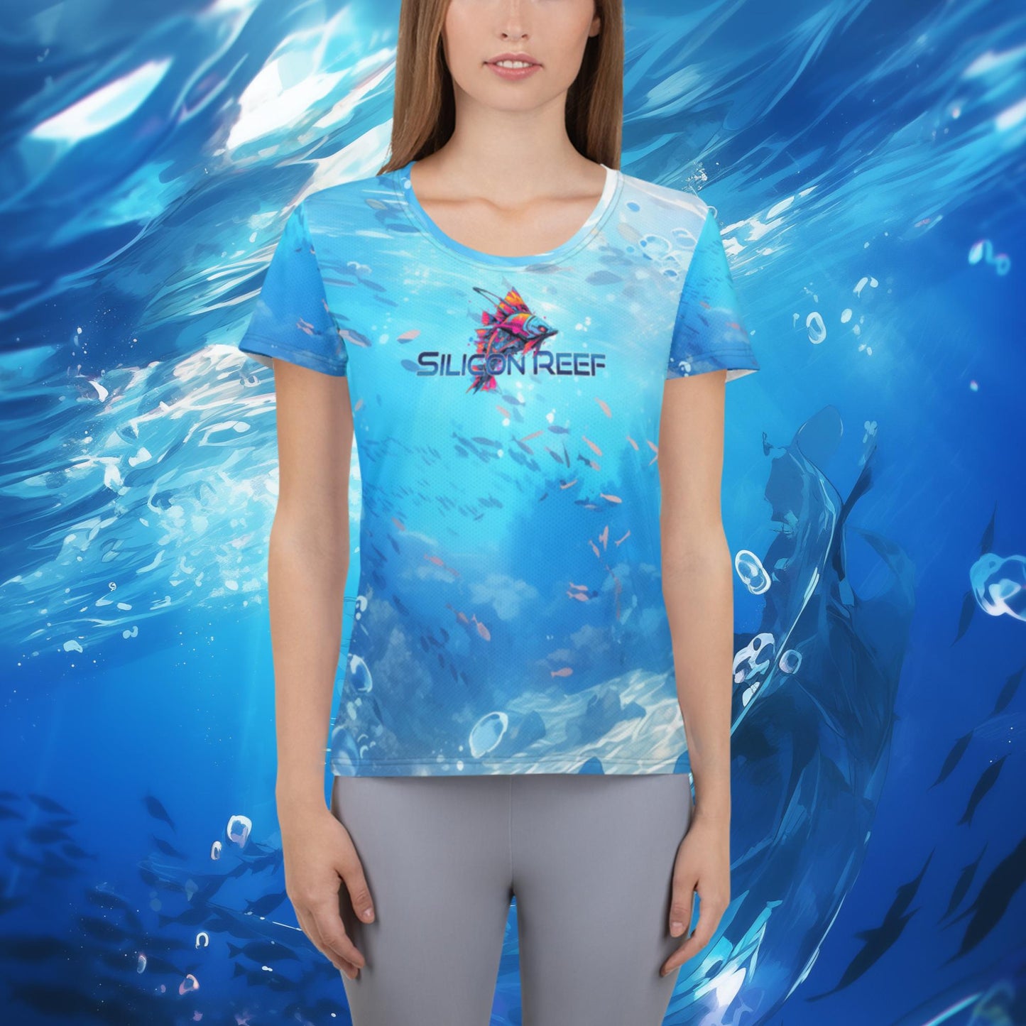 DJ EDM Fish Underwater Ladies' Athletic T-shirt