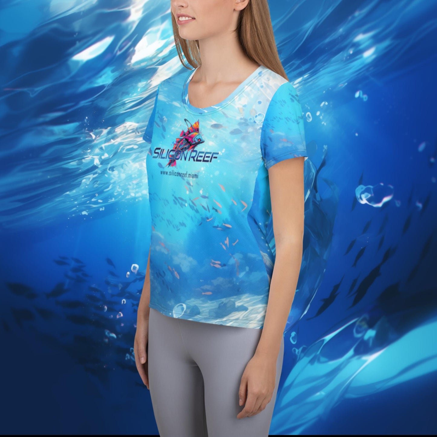 DJ EDM Fish Underwater Ladies' Athletic T-shirt