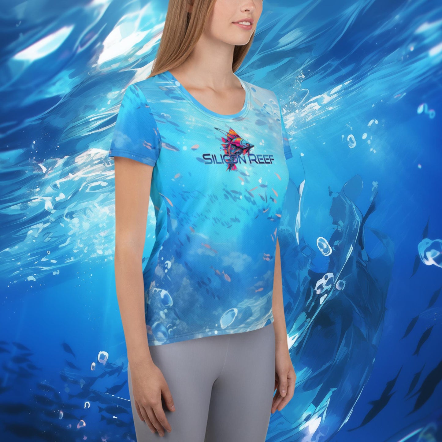 DJ EDM Fish Underwater Ladies' Athletic T-shirt