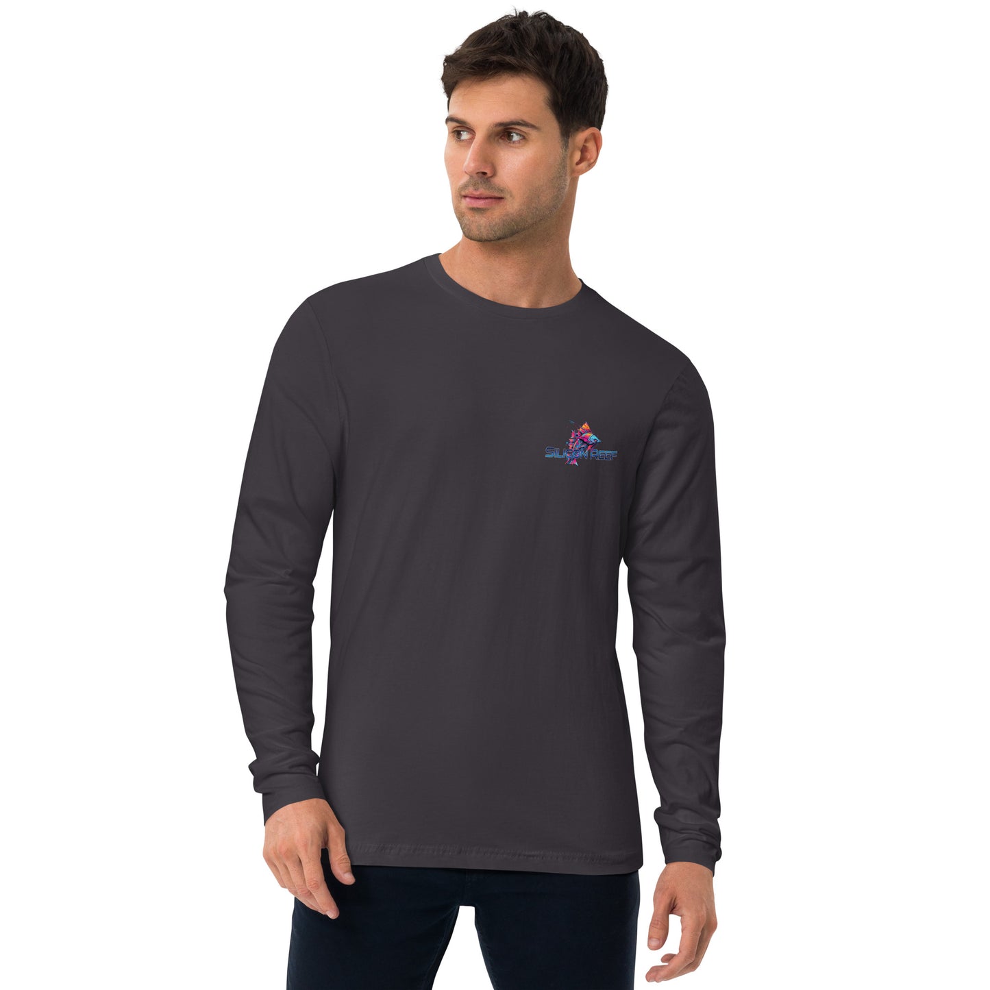 DJ EDM Fish Men's Cotton Long Sleeve Fitted Crew