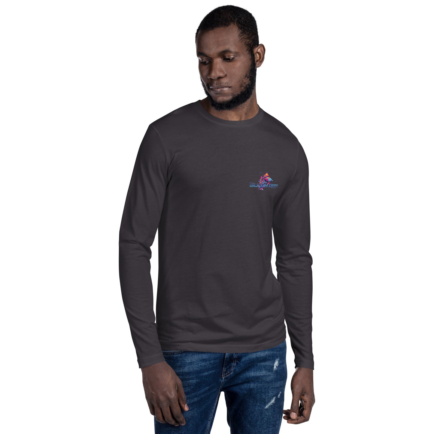DJ EDM Fish Men's Cotton Long Sleeve Fitted Crew