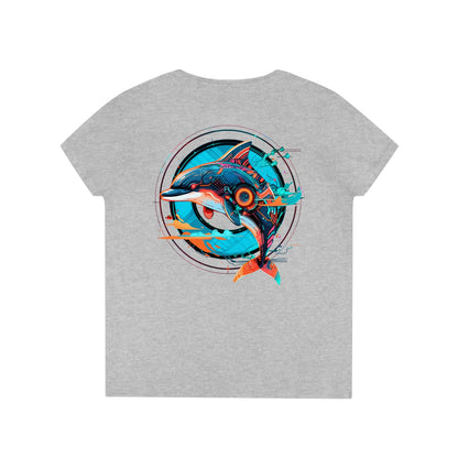 Mech Dolphin Ladies' V-Neck T-Shirt