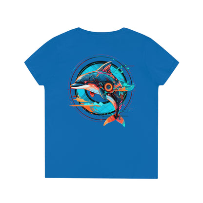 Mech Dolphin Ladies' V-Neck T-Shirt