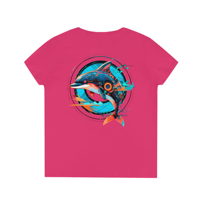 Mech Dolphin Ladies' V-Neck T-Shirt